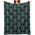 Polish Folk Flowers Purple on Black Shrink-resistant Throw Blanket