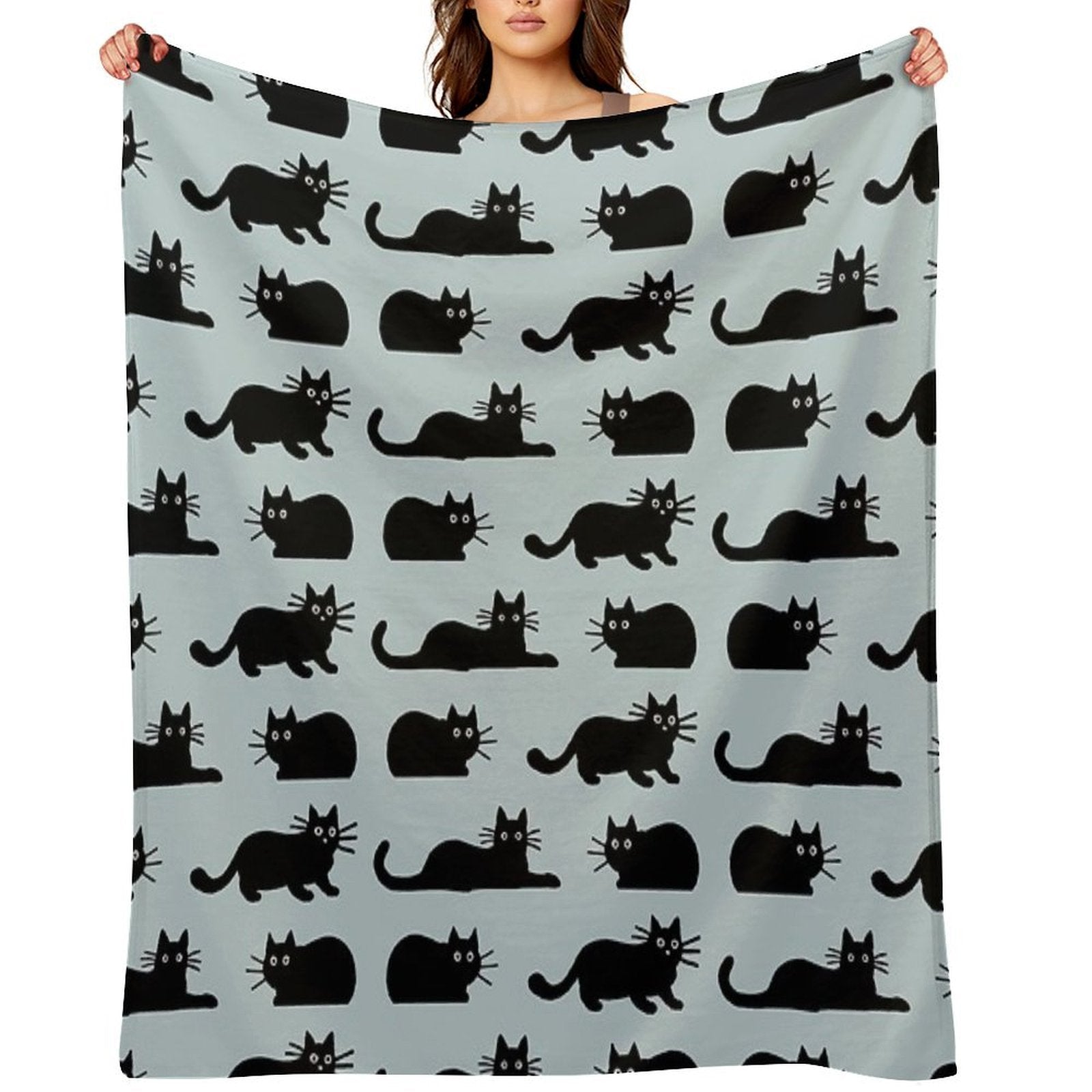 Black Cat Easy Care Throw Blanket