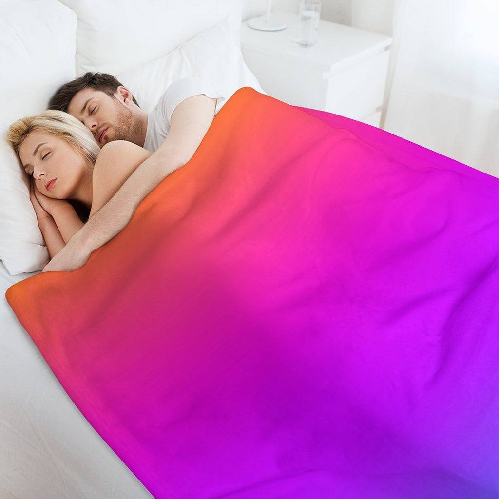 Blue Purple Orange Aqua Ombre Machine-washable Throw Blanket