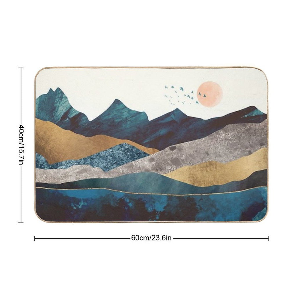 Blue Mountain Reflection  Fade-Resistant Bath Mat