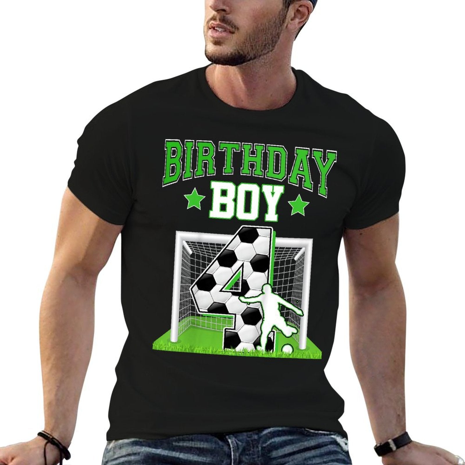 Kids Soccer Ball 4th Birthday Boy 4 Year Old Baller Player Party  Moisture-wicking T-Shirt