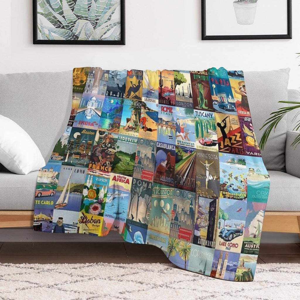 Art Deco Travel Velvety-soft Throw Blanket
