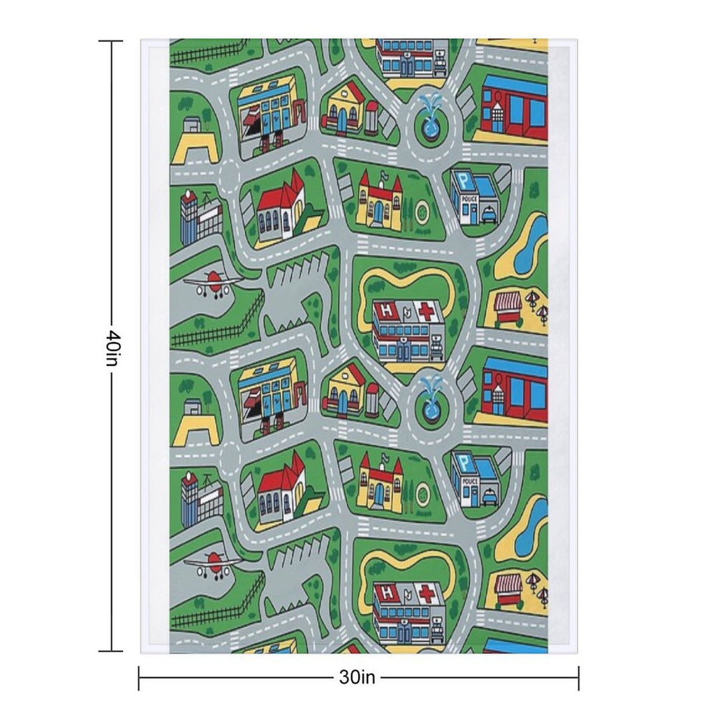 Car City Carpet Road Rug 90s Nostalgic Toy Premium Throw Blanket