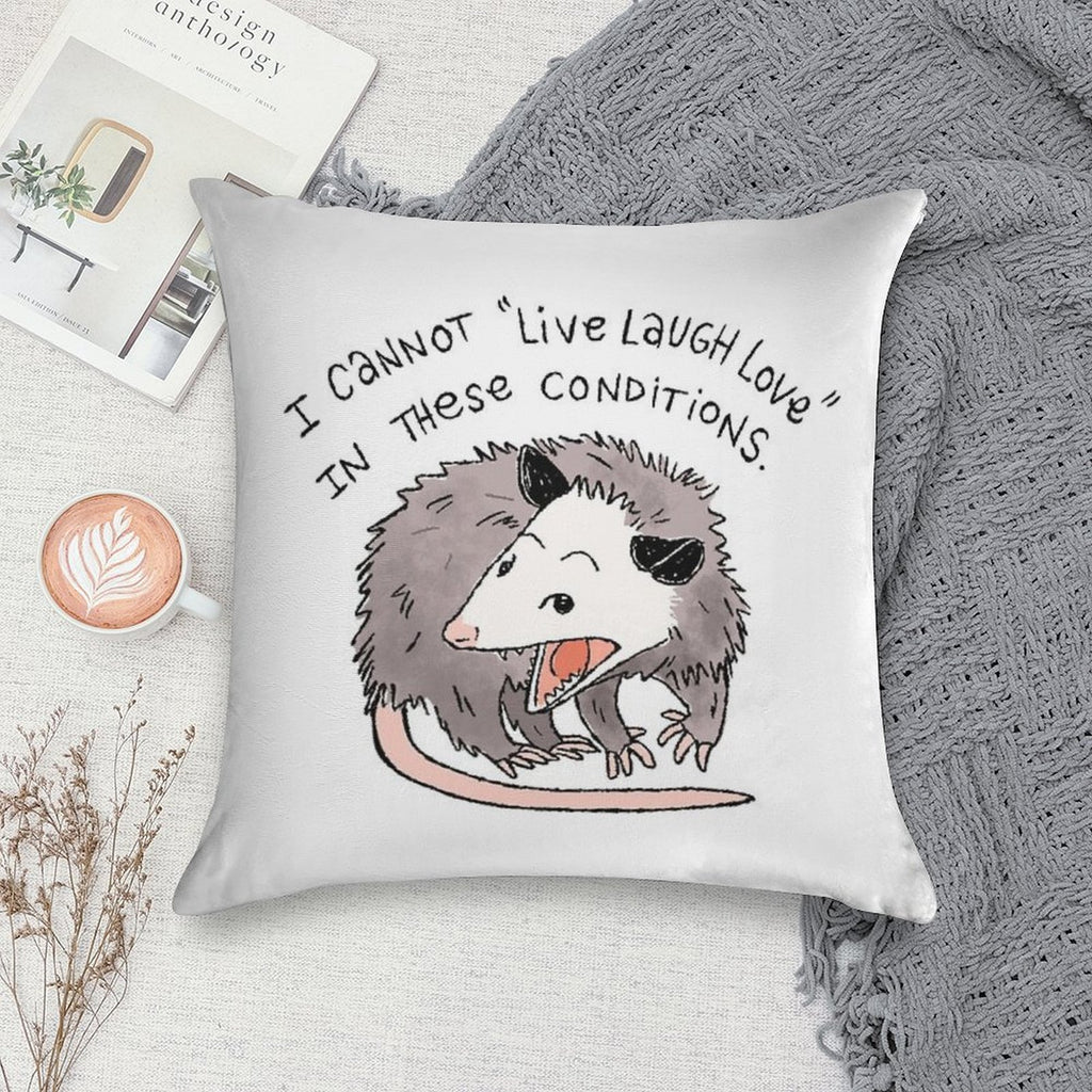 Opossum Live Laugh Love Soft Anti-Pilling Throw Pillow
