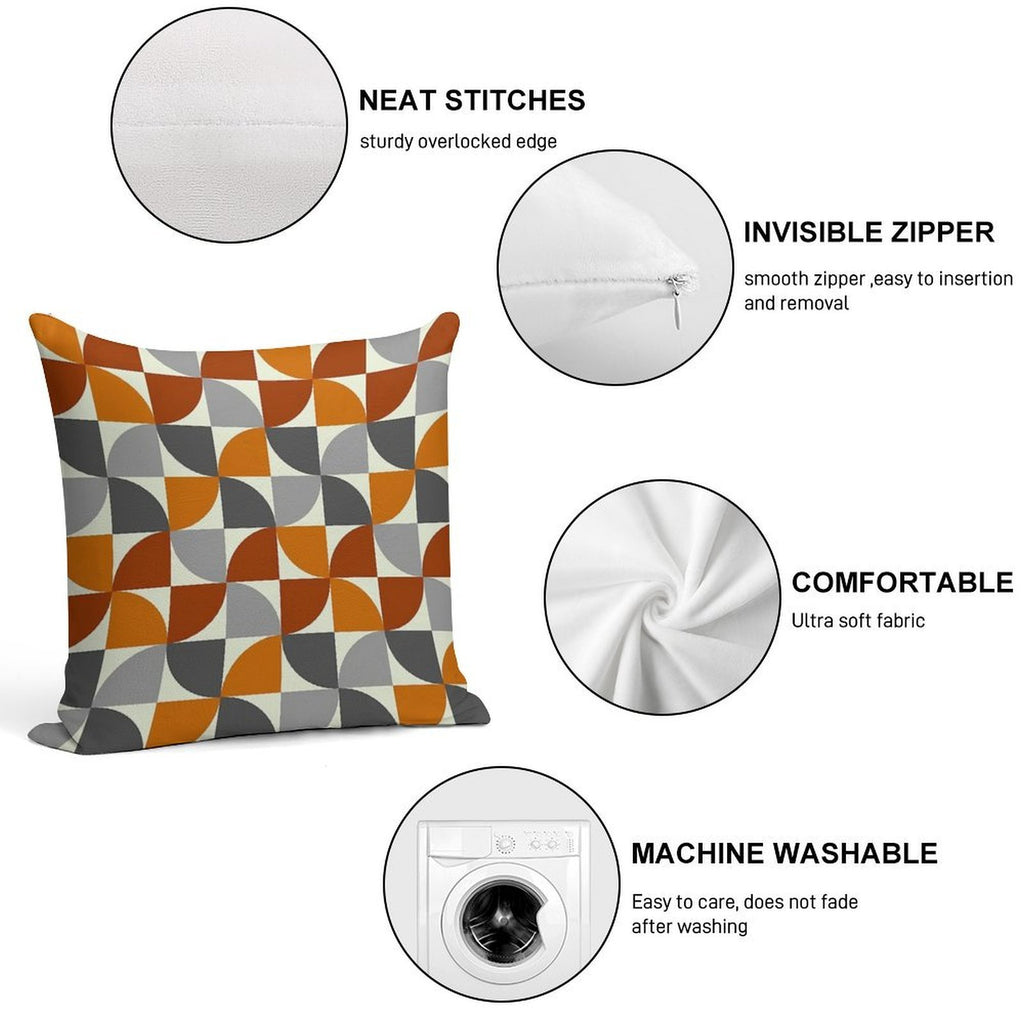 Grey And Orange Mid Century Modern Soft Luxury Feel Throw Pillow
