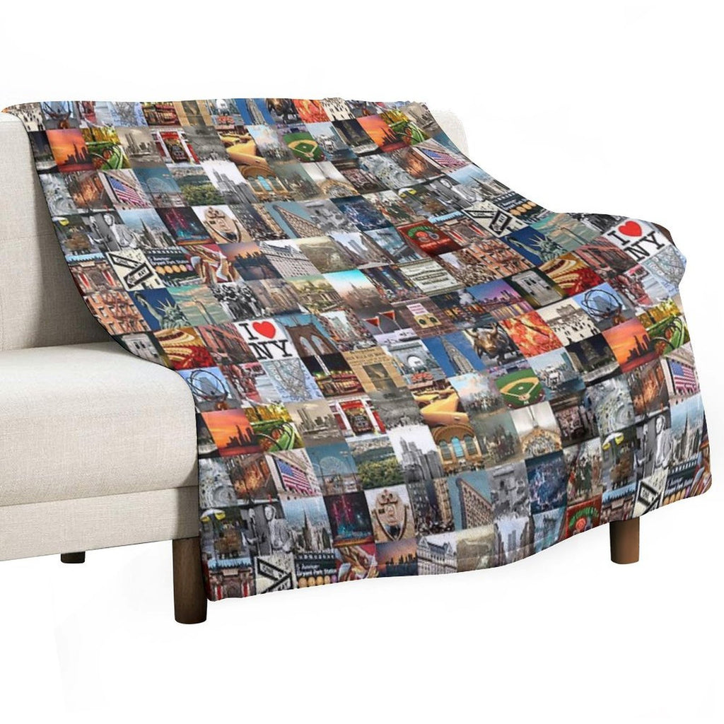 Typical New York - Collage of Images of The City And History Sustainable Throw Blanket