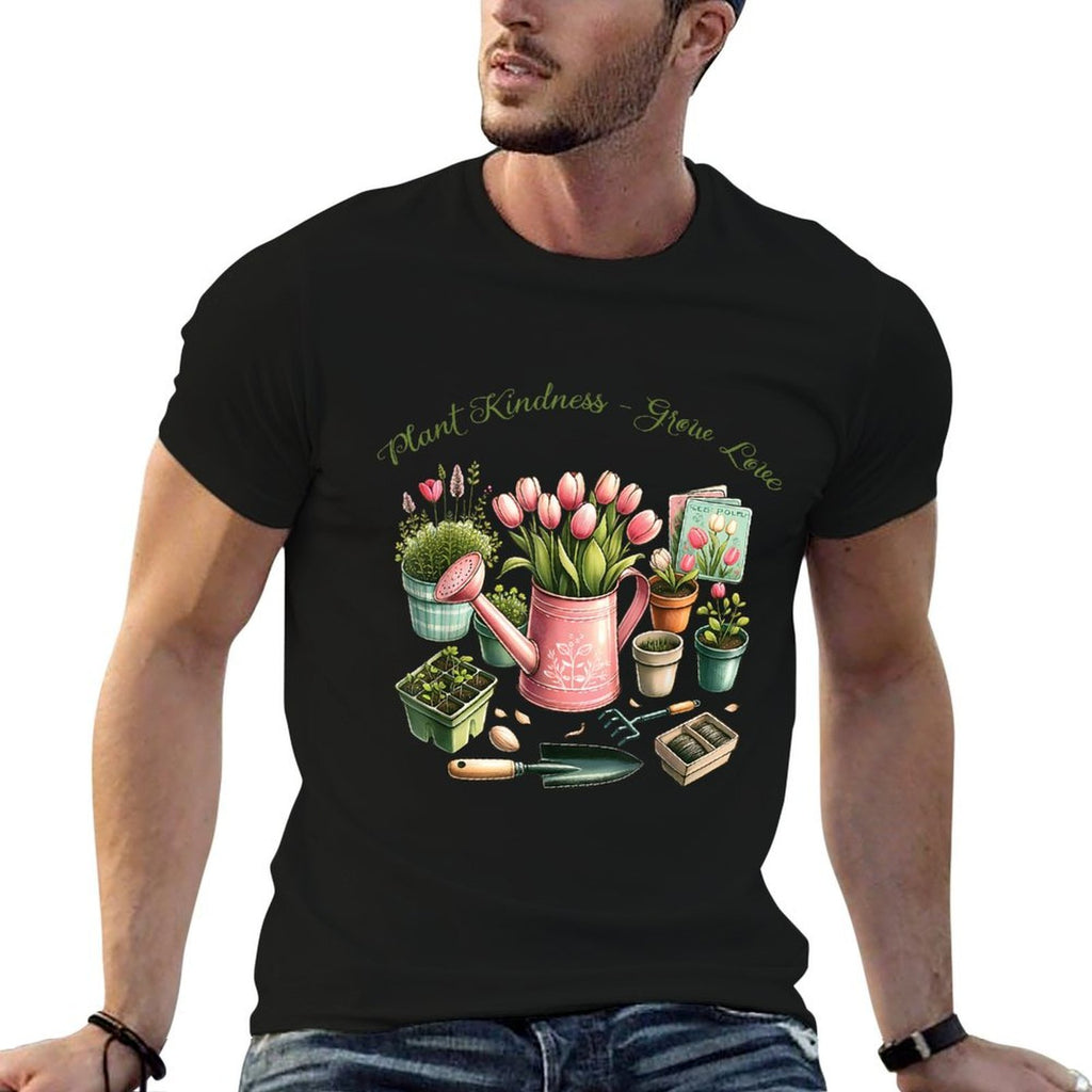 Plant Kindness Grow Love Gardening Spring-Themed Positive  Slim-fit Cut T-Shirt