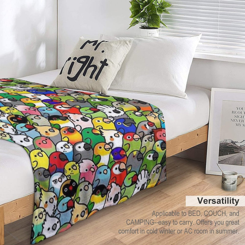 Colorful Birds Shrink-resistant Throw Blanket