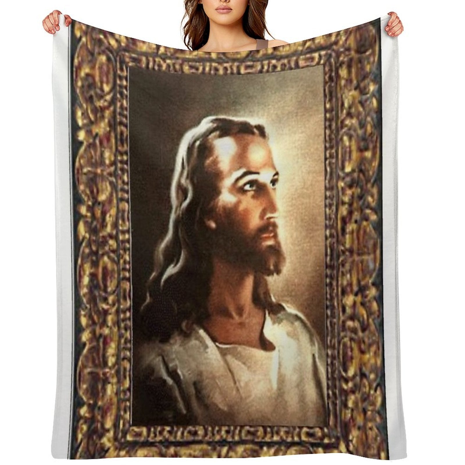 WARNER SALLMAN'S JESUS FRAMED Sustainable Throw Blanket