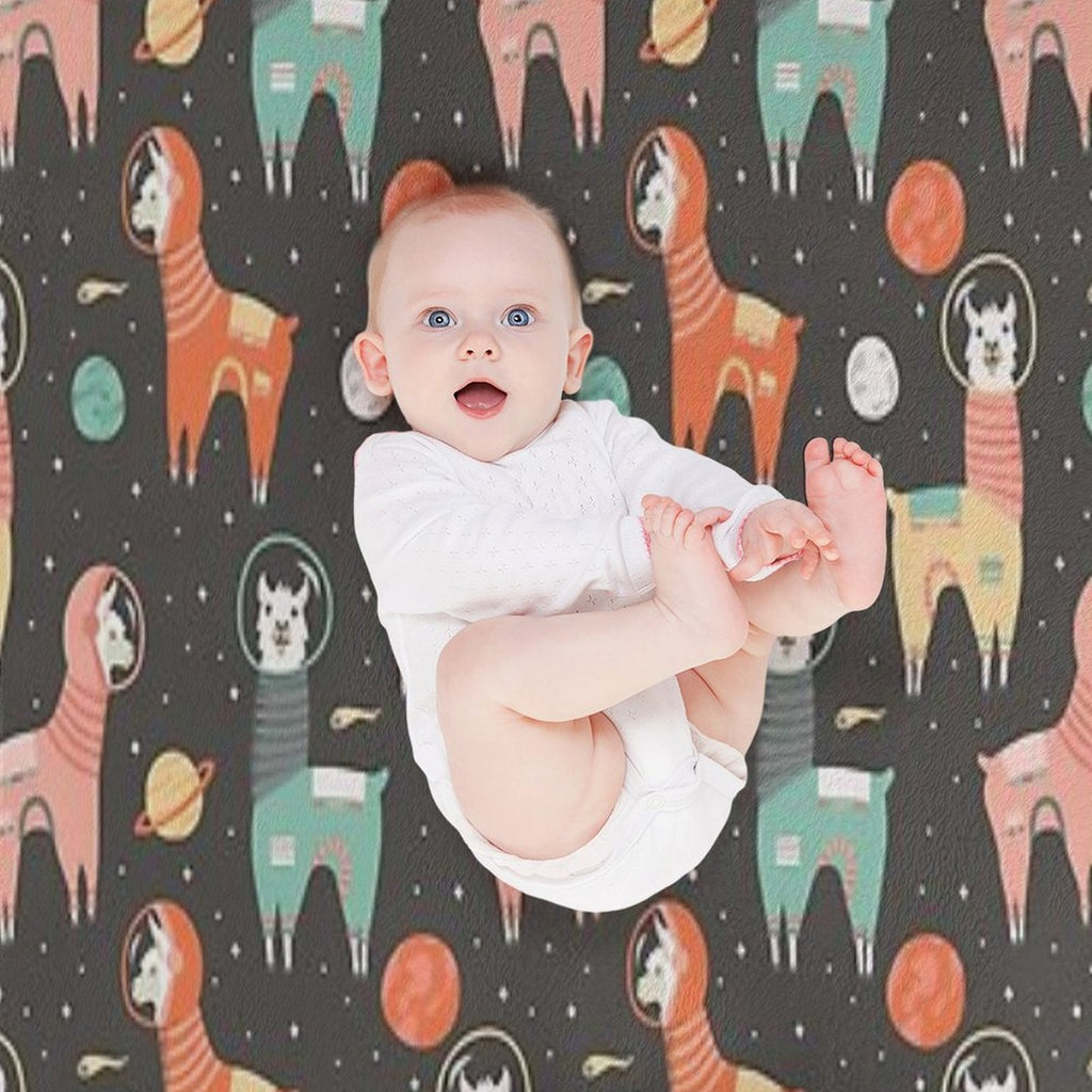 Astronaut Llamas in Space Shrink-resistant Throw Blanket