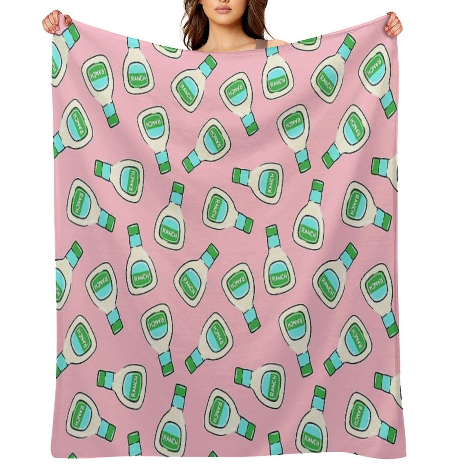 Ranch - Salad Dressing Bottle (pink) Plush Throw Blanket