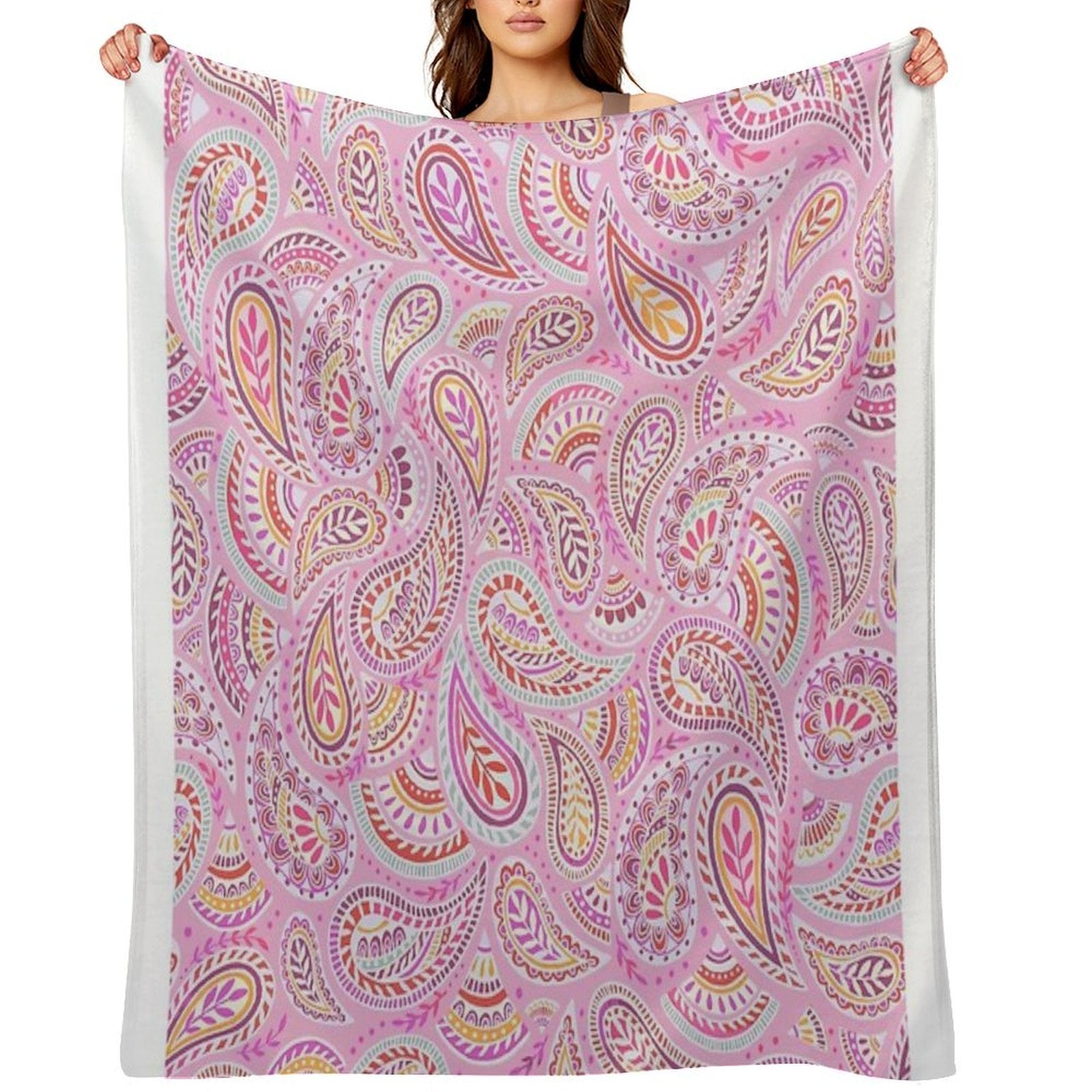 Pink Paisley Plush Throw Blanket