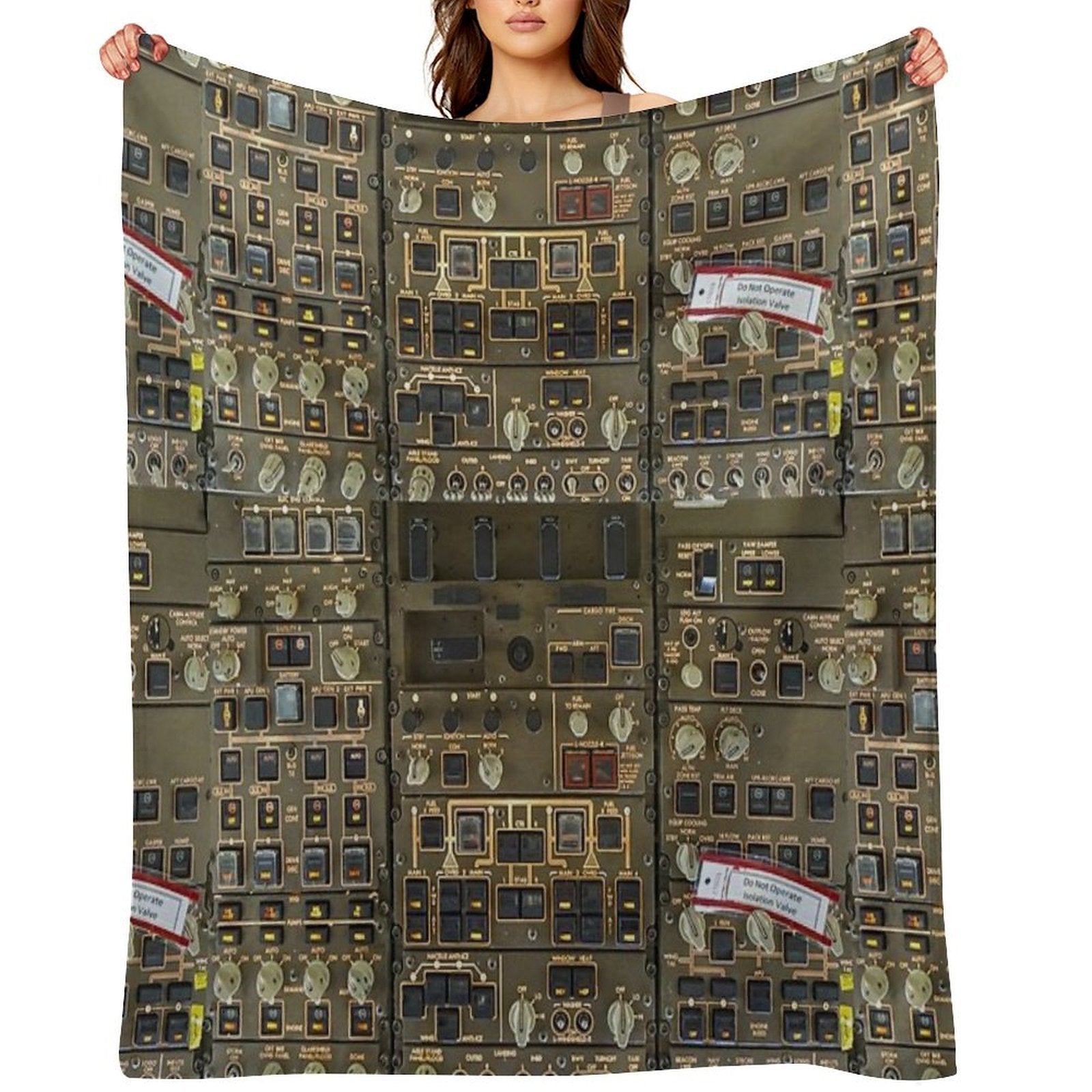 Boeing 747 Overhead Panel Cockpit Premium Throw Blanket