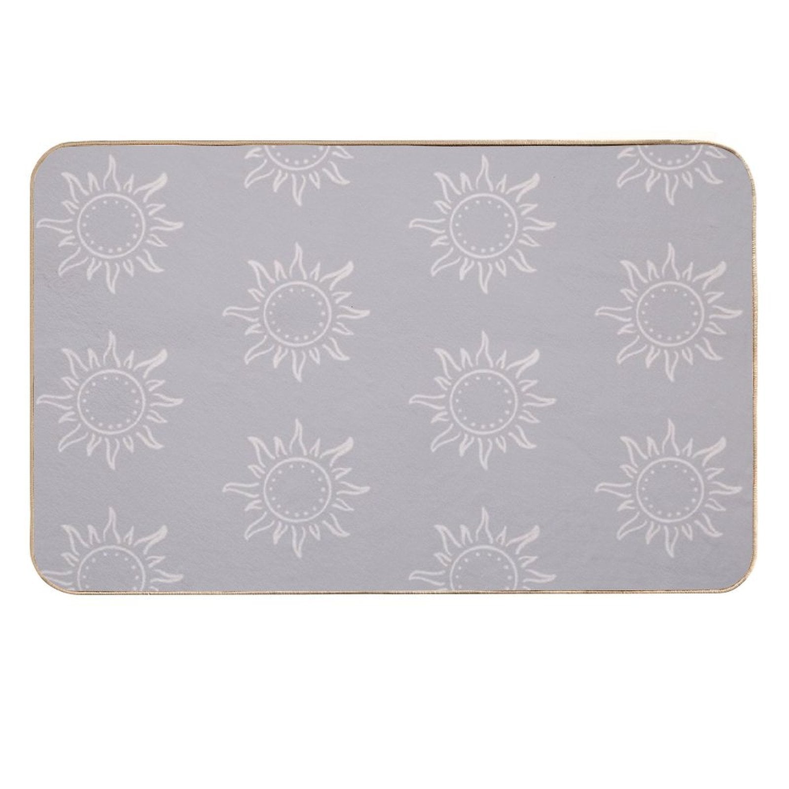 Cute Boho Sun Pattern Bohemian Aesthetic In Muted Colors Blue Gray  Non-Slip Bath Mat
