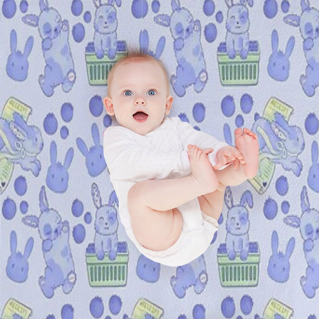 Blueberry Bunny Pattern – Cute Kawaii Animal Illustration Versatility Throw Blanket