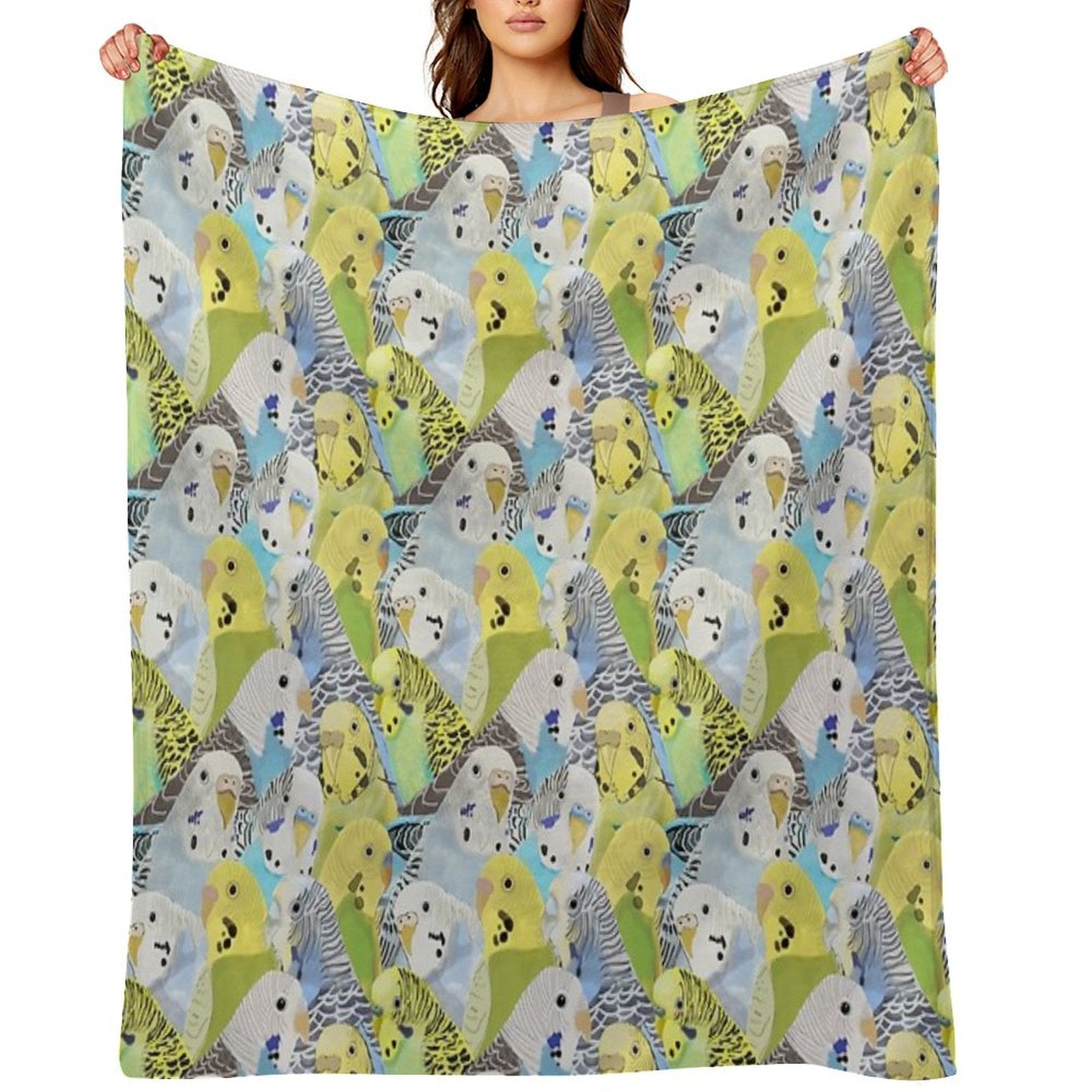 Budgie Parakeets Plush Throw Blanket