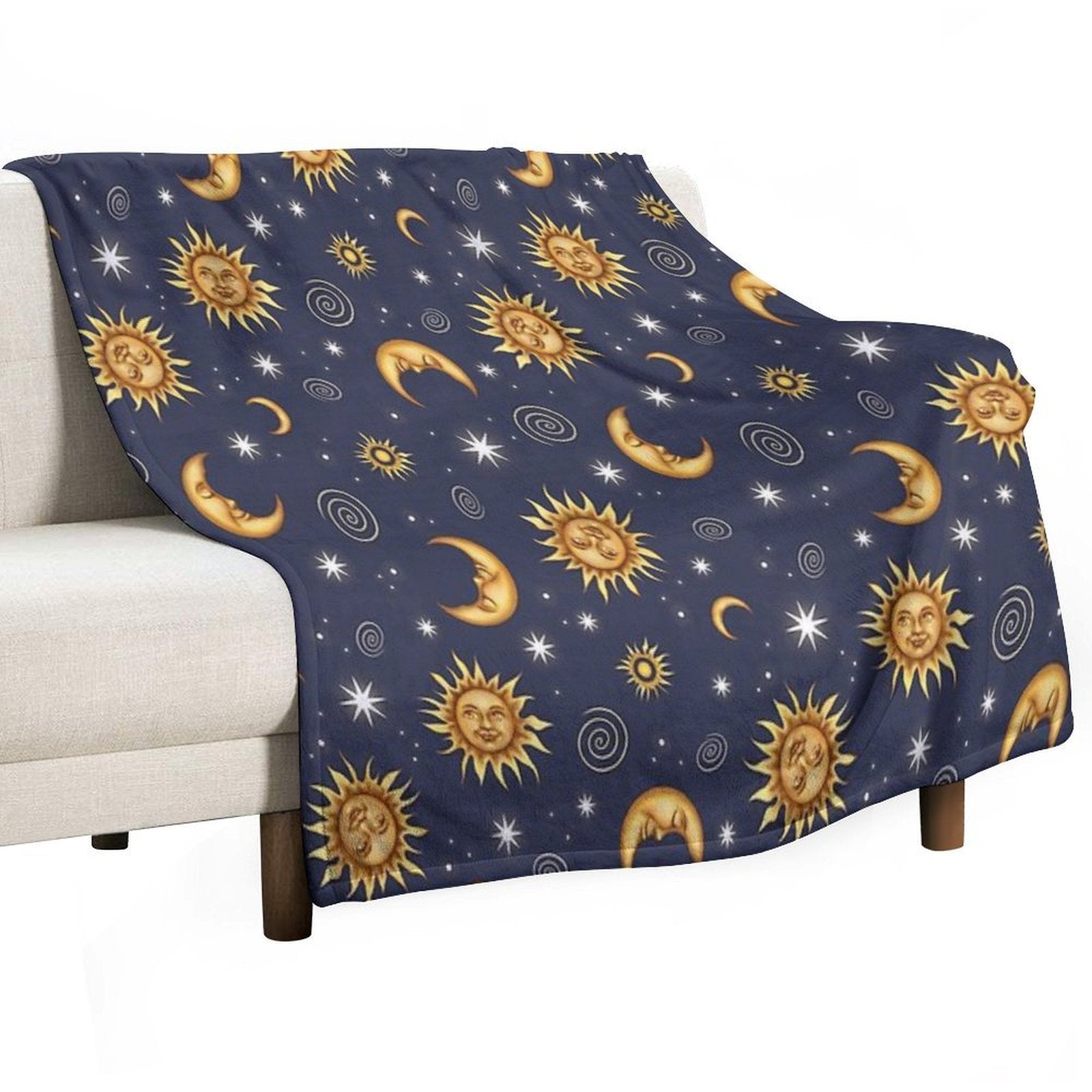 Vintage Celestial Pattern Wrinkle-free Throw Blanket