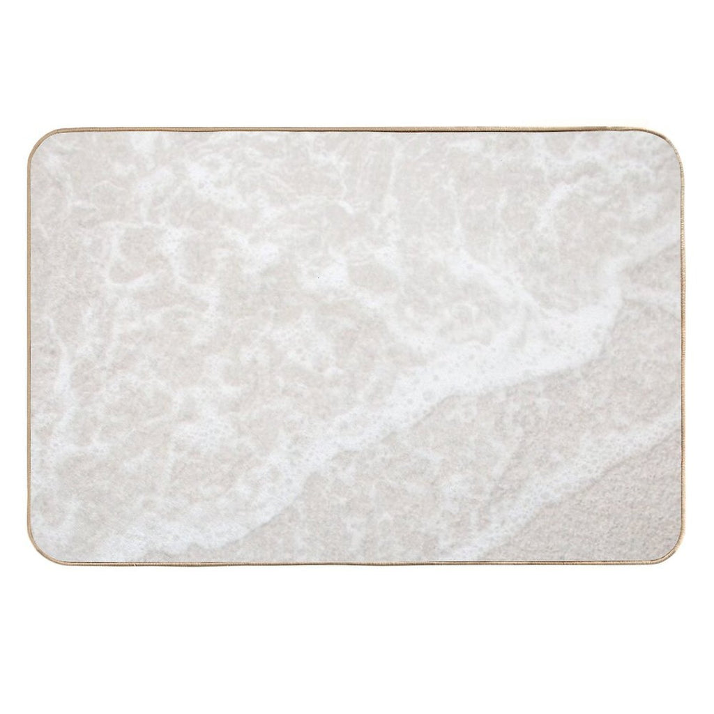 Beige And White Sand Beach  Long-Lasting Bath Mat