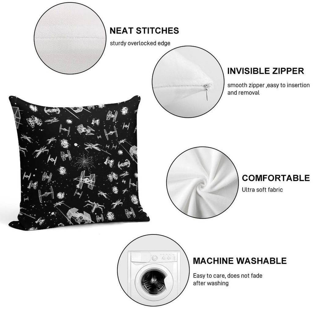 Space Ship Battle Soft Shrink-Resistant Throw Pillow