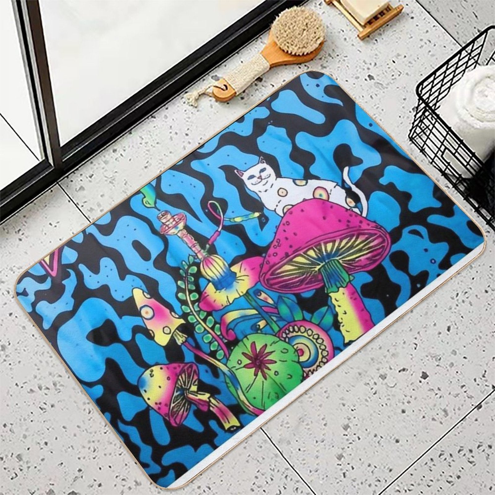 My Badass Cat's Shrooms  Easy Maintenance Bath Mat