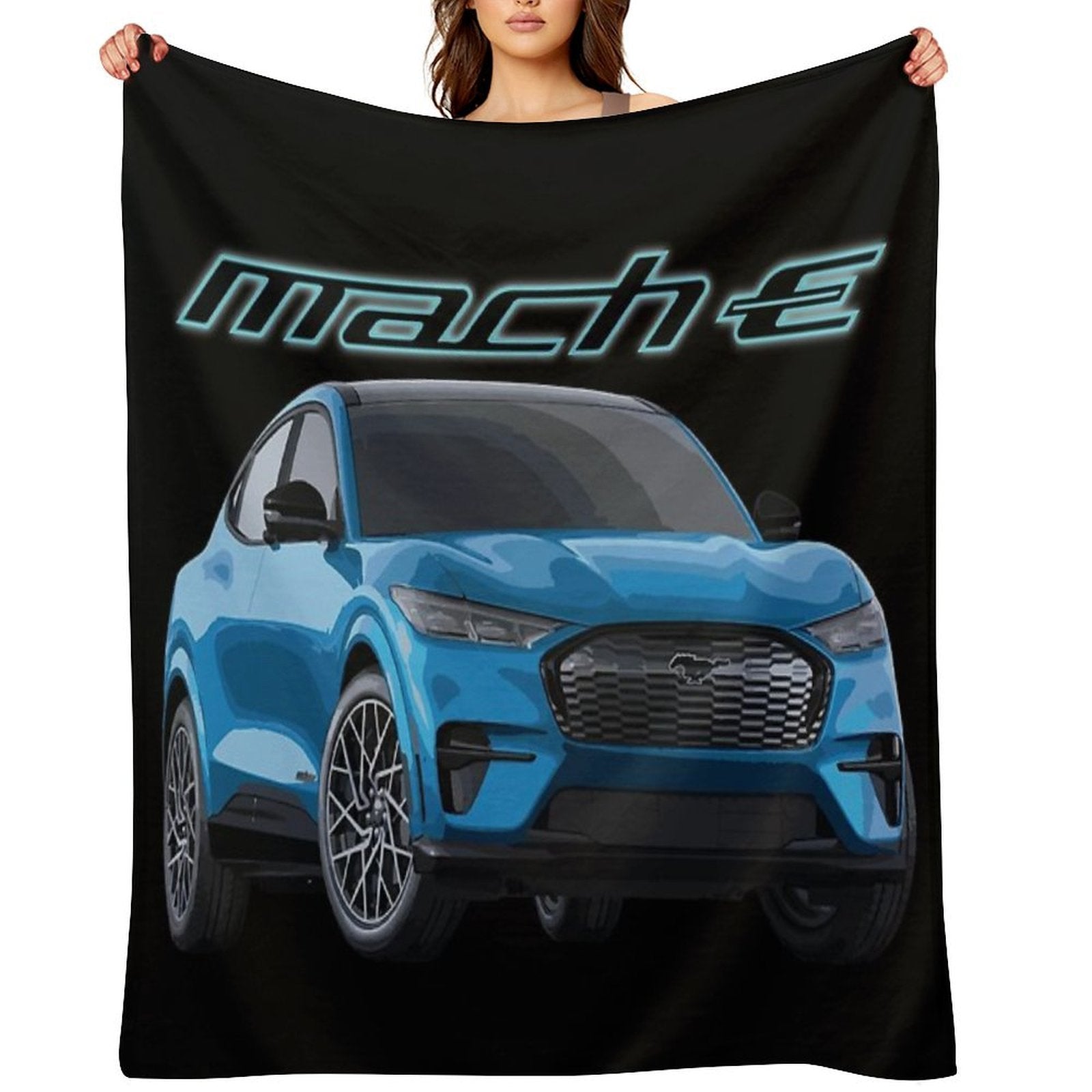 MUSTANG MACH-E GT Grabber Blue Electric Plush Throw Blanket