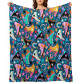 Retro Rainbow Roller Skates And Stars Durable Throw Blanket