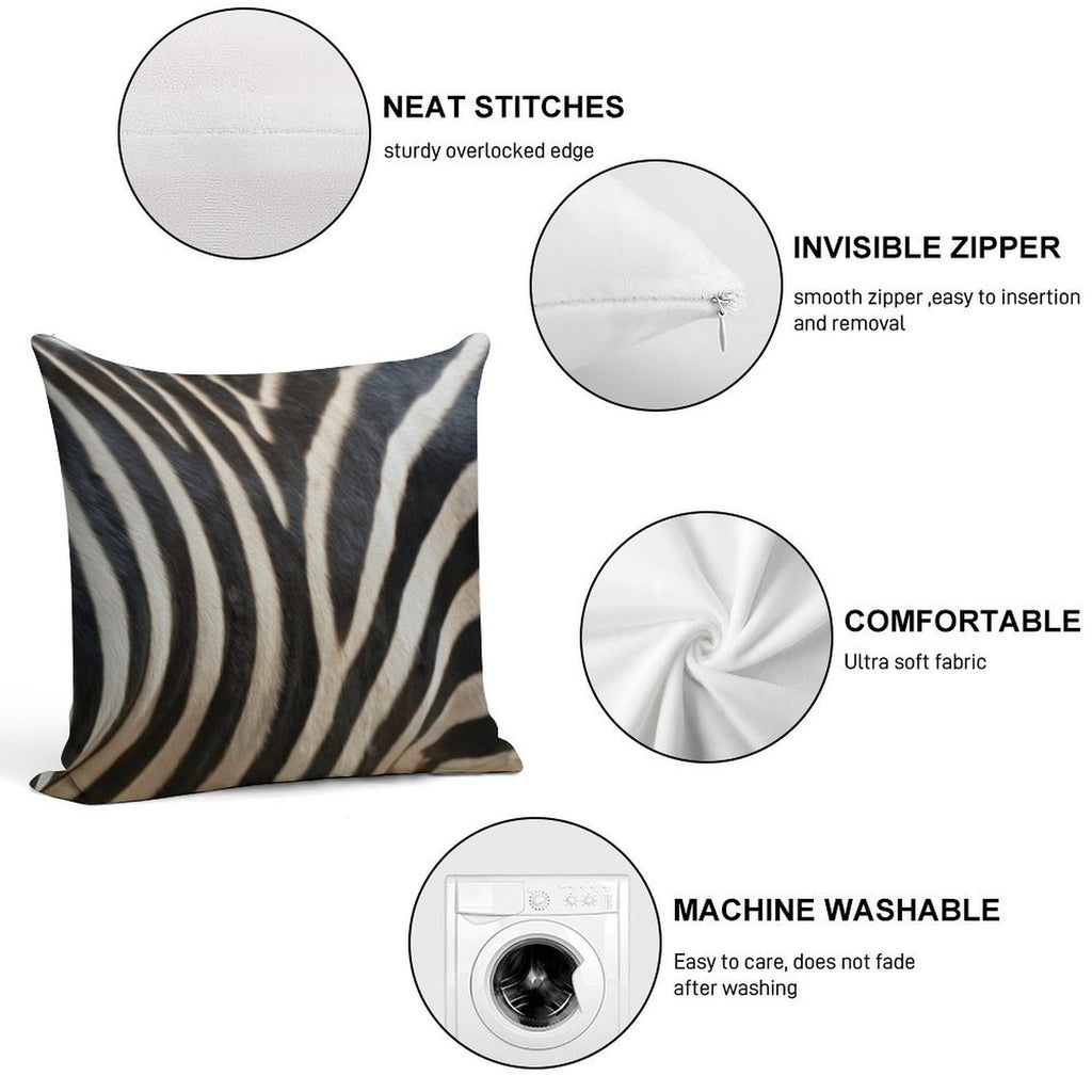 Zebra Soft Short Plush Fabric Throw Pillow