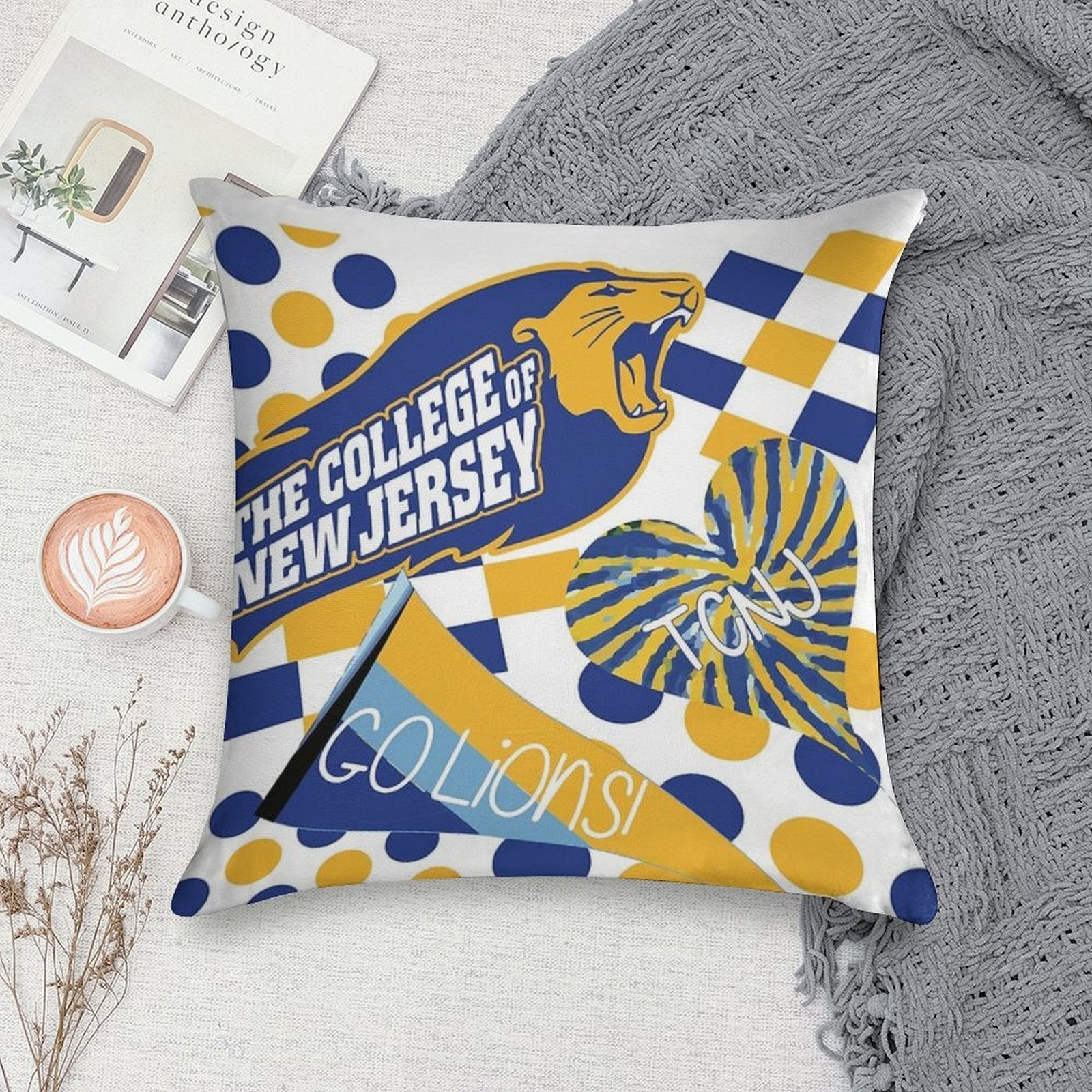 The College of New Jersey Collage Soft Fade-Resistant Throw Pillow