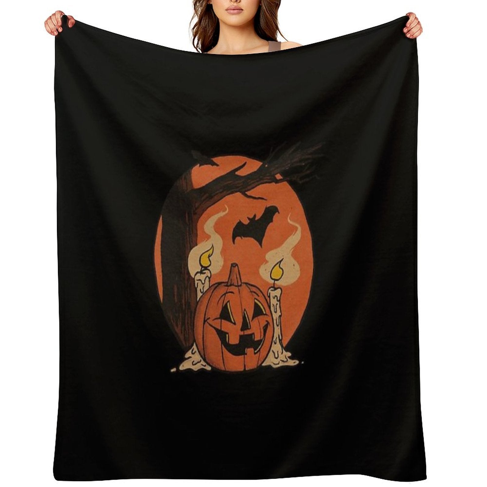 Vintage Pumpkin Scene Halloween Compact Throw Blanket