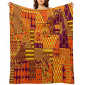 PURPLE AND ORANGE PATCHWORK DIGITAL QUILT STYLE WITH VARIOUS PATTERNS WITHIN THE DESIGN Machine-washable Throw Blanket