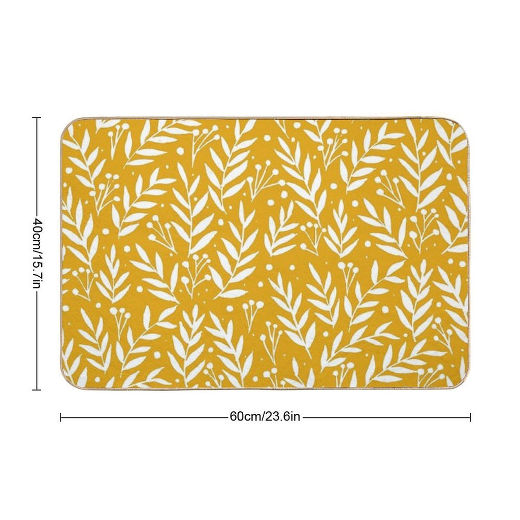 Cute Branches - Yellow Ochre  Absorbent Bath Mat
