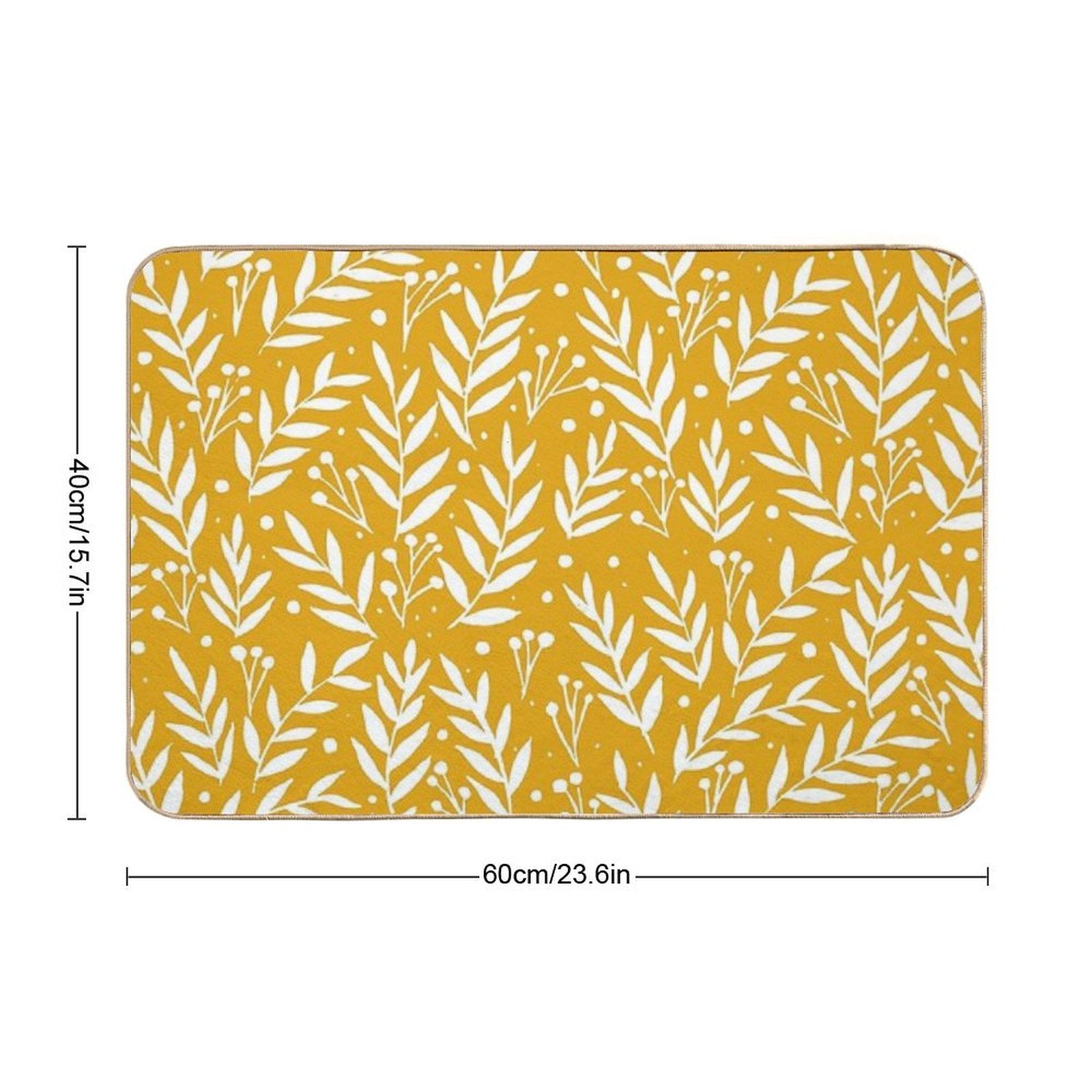 Cute Branches - Yellow Ochre  Absorbent Bath Mat
