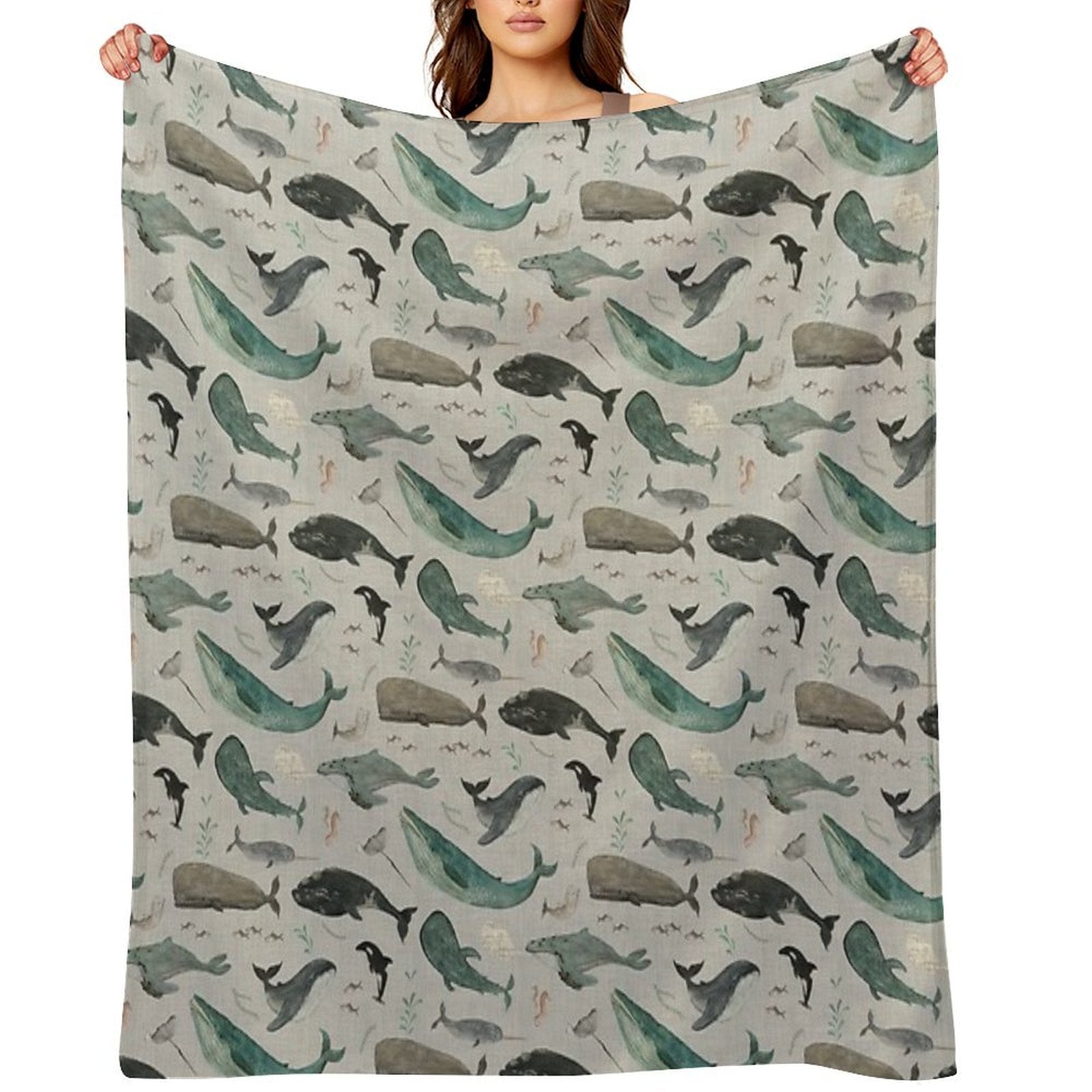 Whale Song Gray All-season Throw Blanket
