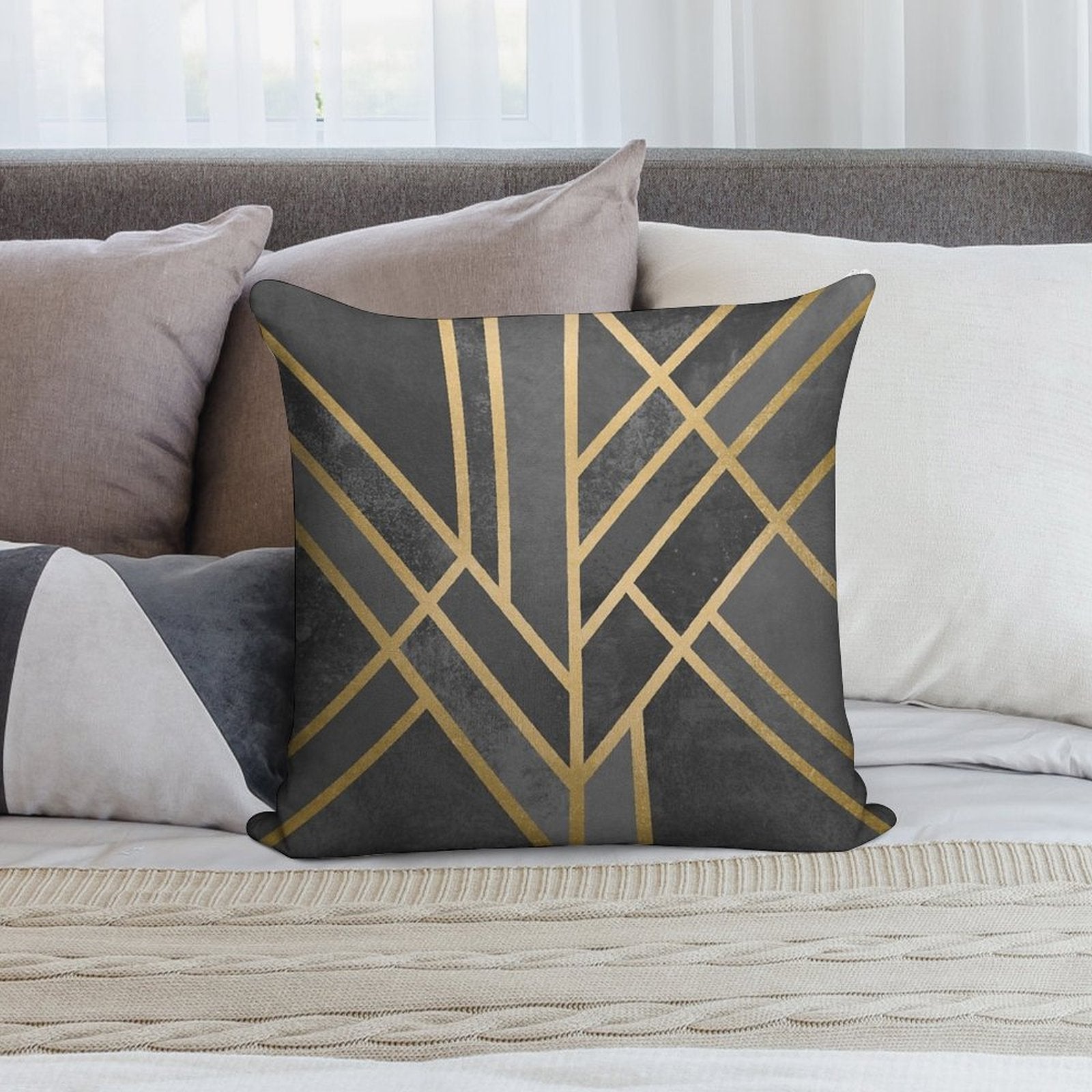 Art Deco Geometry 1 Soft Anti-Pilling Throw Pillow