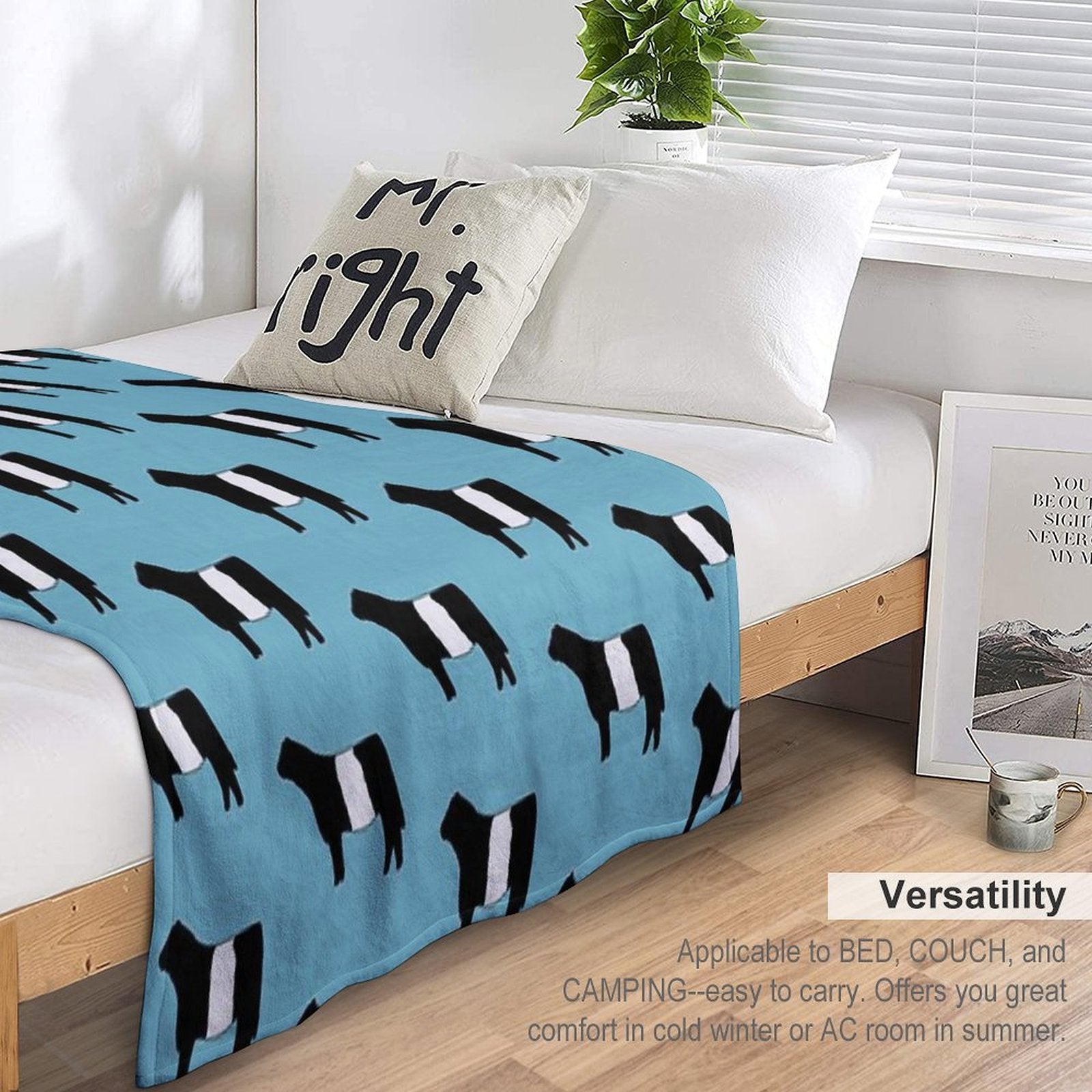 Belted Galloway Cow Plush Throw Blanket