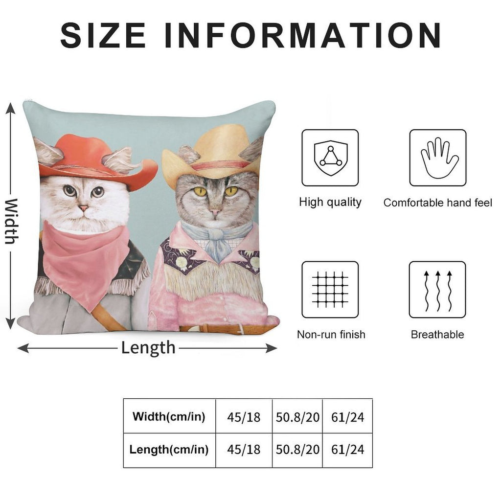 Cowboy Cats Soft Warmth Comfort Throw Pillow