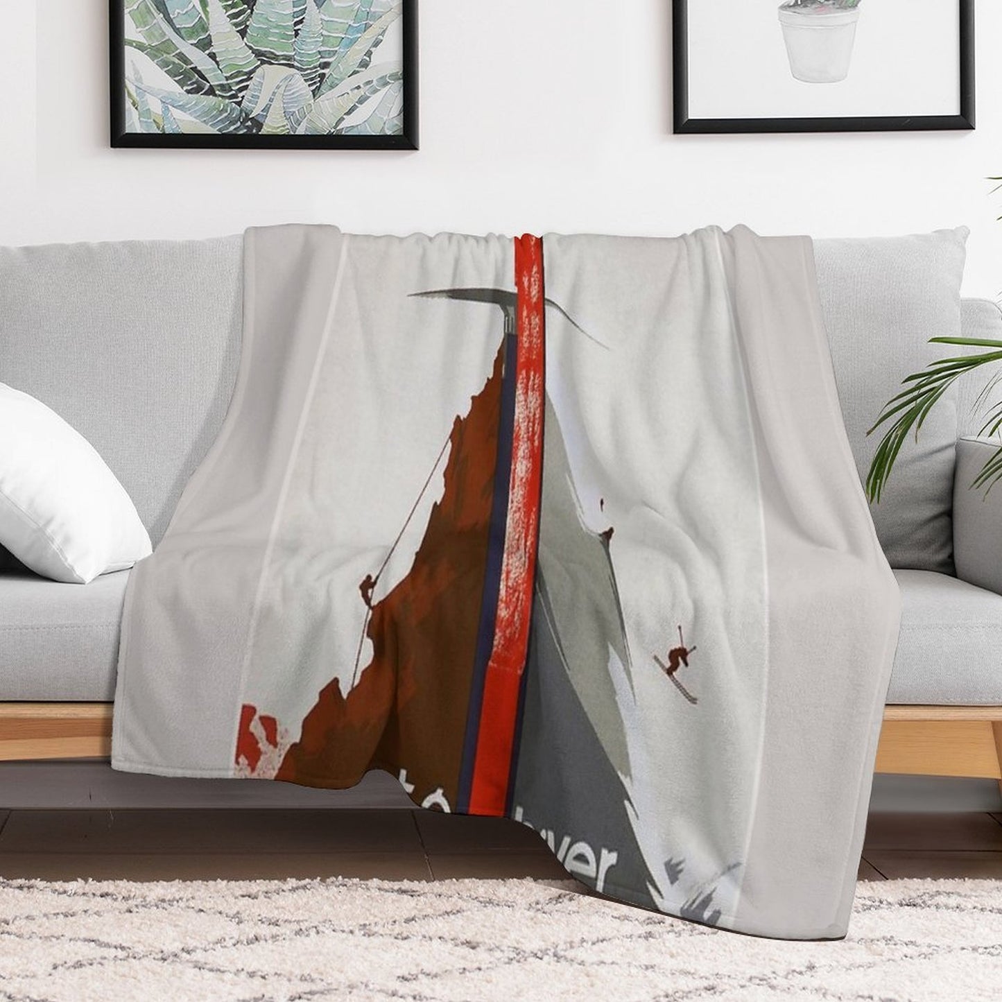 French Ski And Mountain Climbing Sport And Travel Advert Travel-friendly Throw Blanket