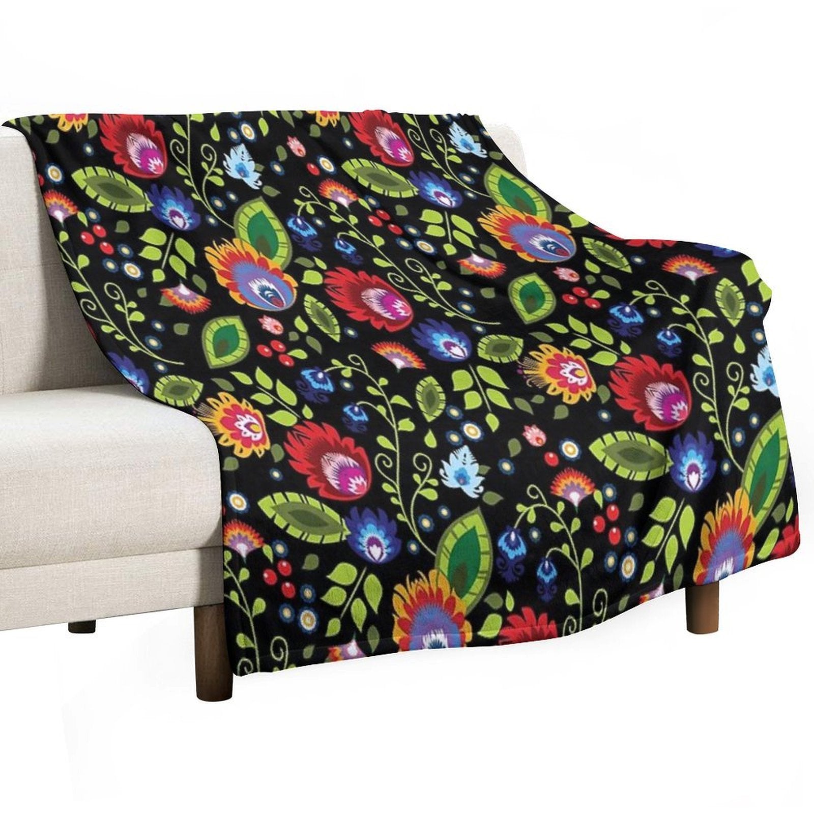 Polish Folklore - Beautiful Composition on Black Comfort Throw Blanket