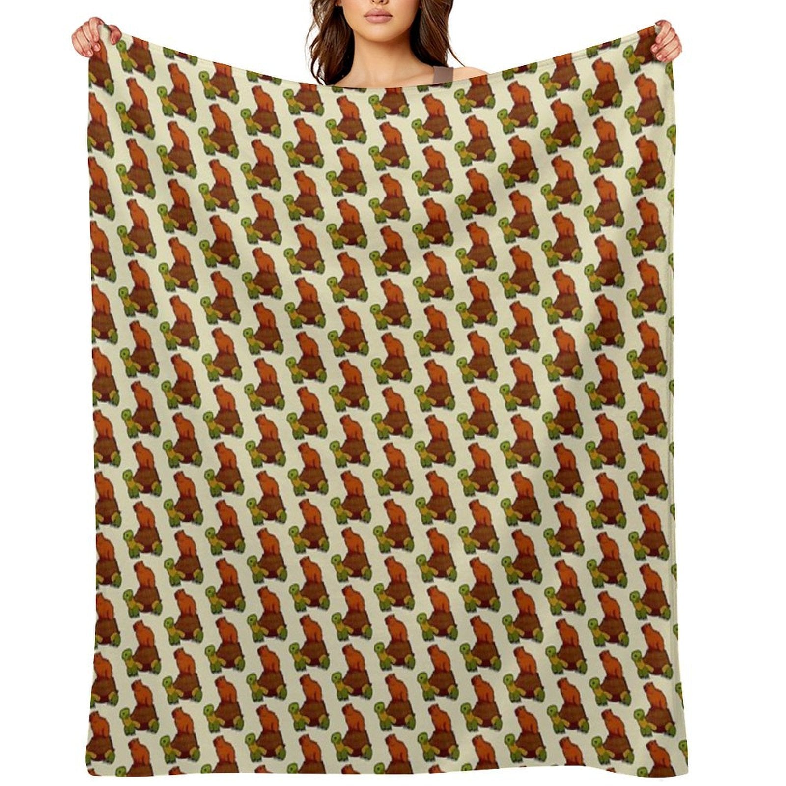 Capybara on Turtle Quick-dry Throw Blanket