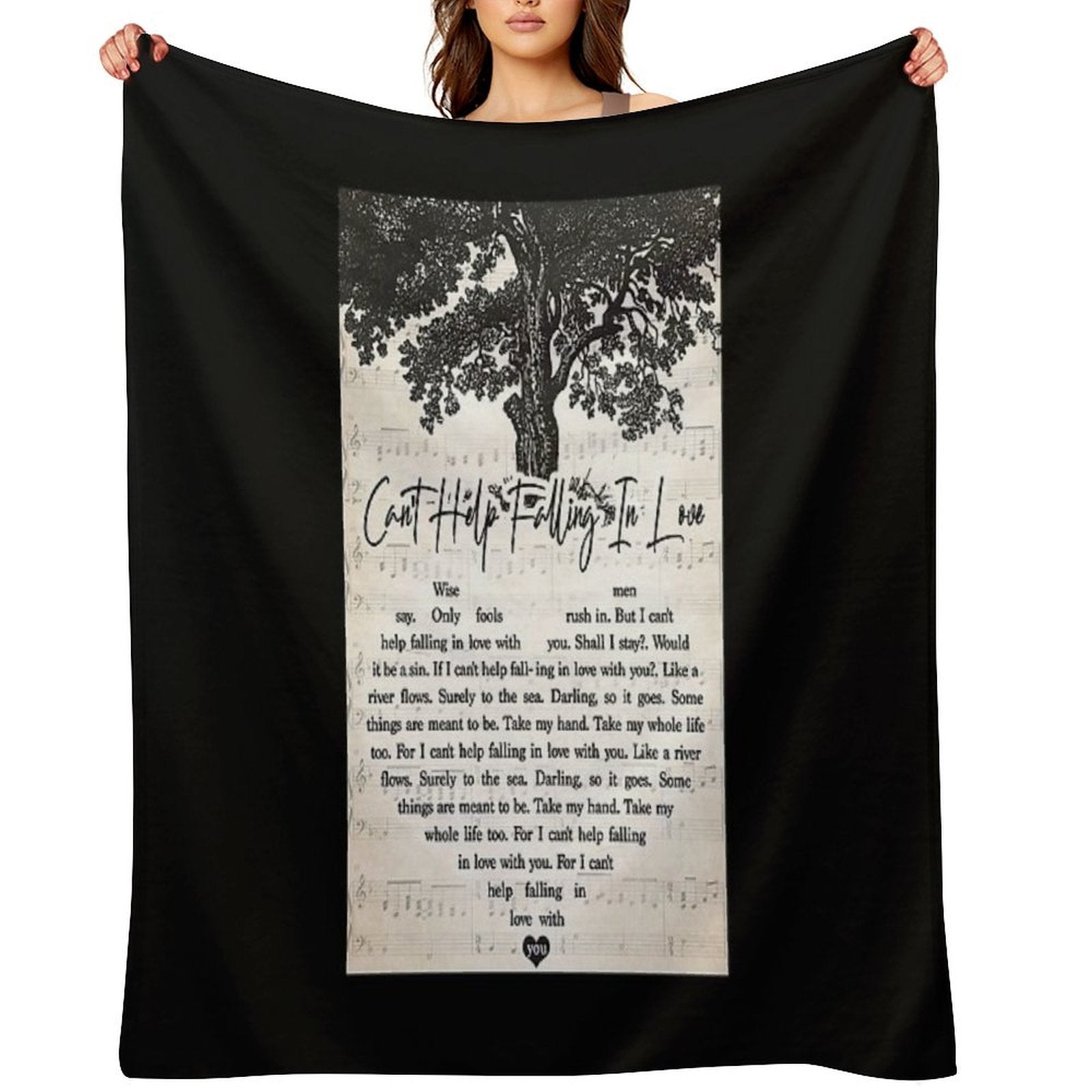 Elvis Presley - Can't Help Falling In Love Lyrics Lovers Shrink-resistant Throw Blanket