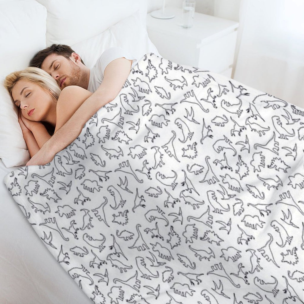 Dinosaur Pattern Outline (Dark Outline) Comfort Throw Blanket