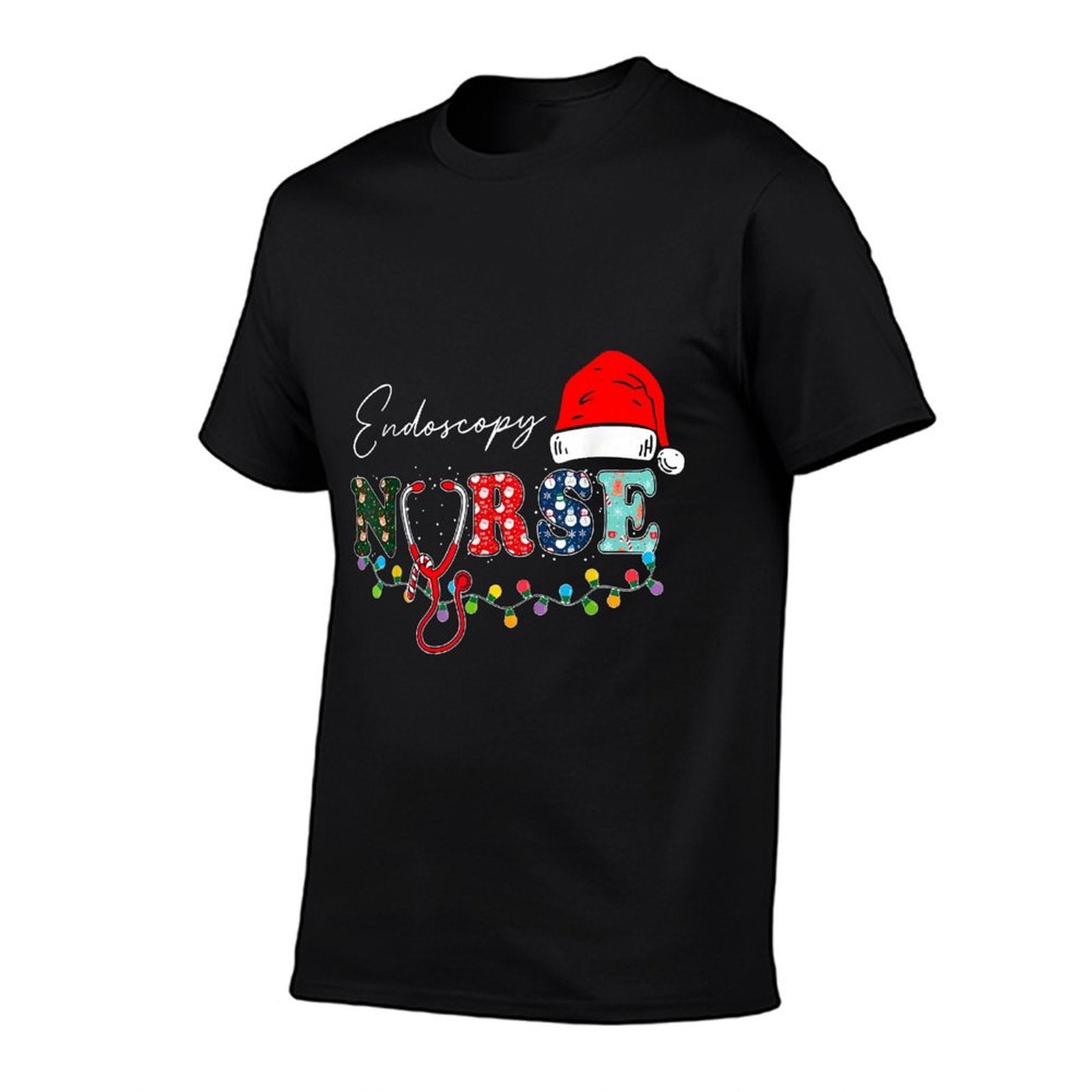 Endoscopy Nurse Santa Hat Christmas Lights Endo Nursing  Oversized Silhouette T-Shirt
