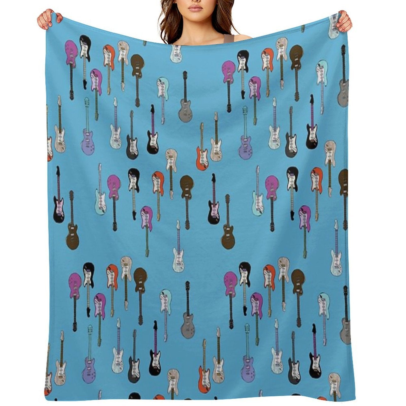 Guitars Blues Machine-washable Throw Blanket