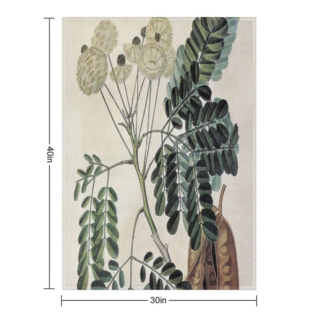 Acacia Vintage Botanical Print All-season Throw Blanket