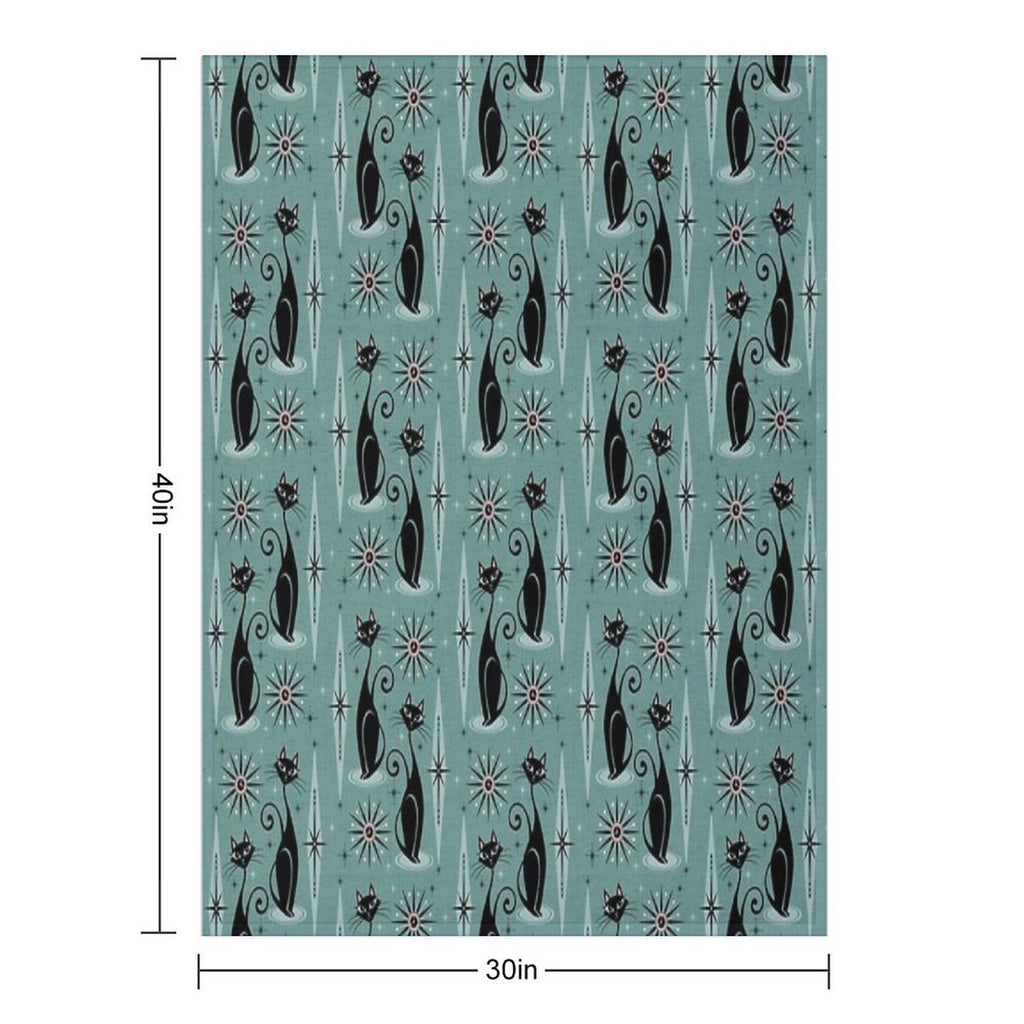 Mid Century Cats And Clocks III Quick-dry Throw Blanket