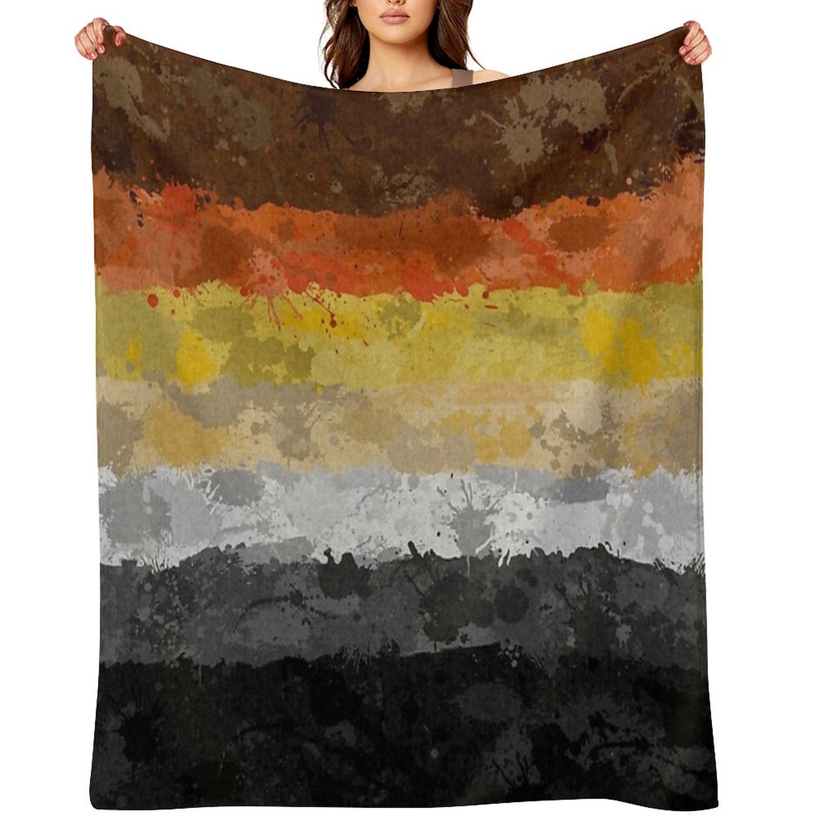 Bear Paint Splatter Flag Wrinkle-free Throw Blanket