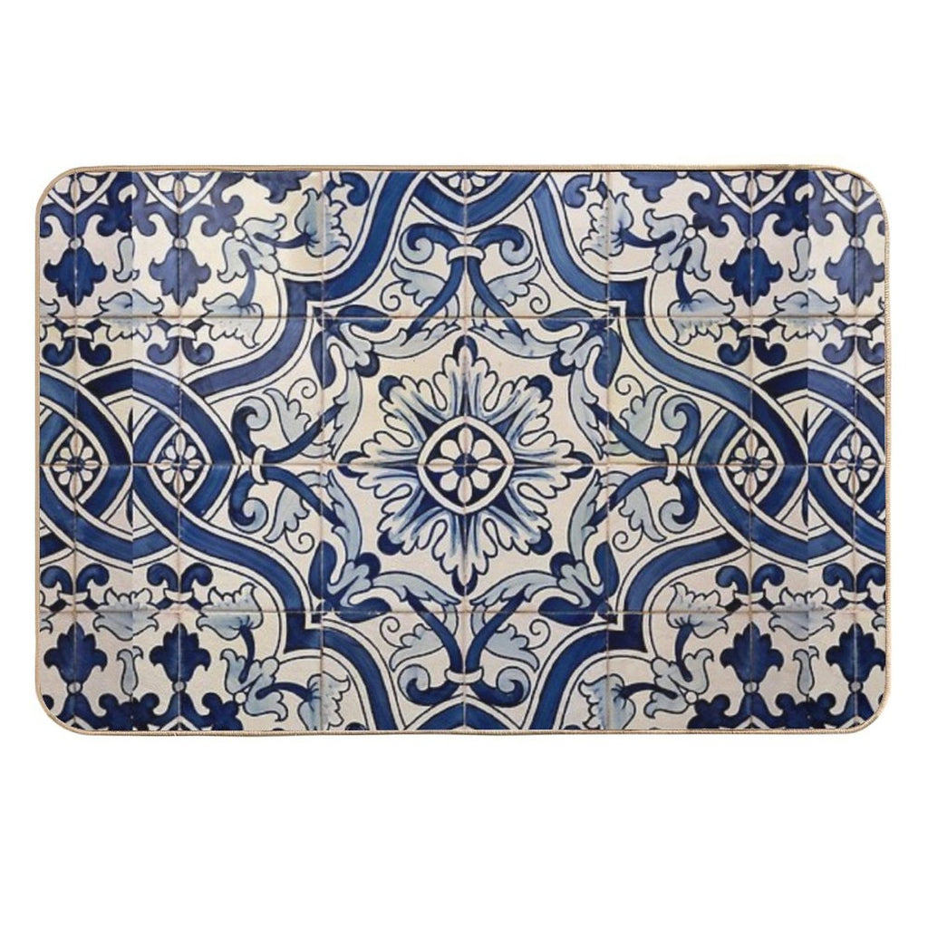 Beautiful Blue Portuguese Tile - Azulejo  High-Traffic Bath Mat