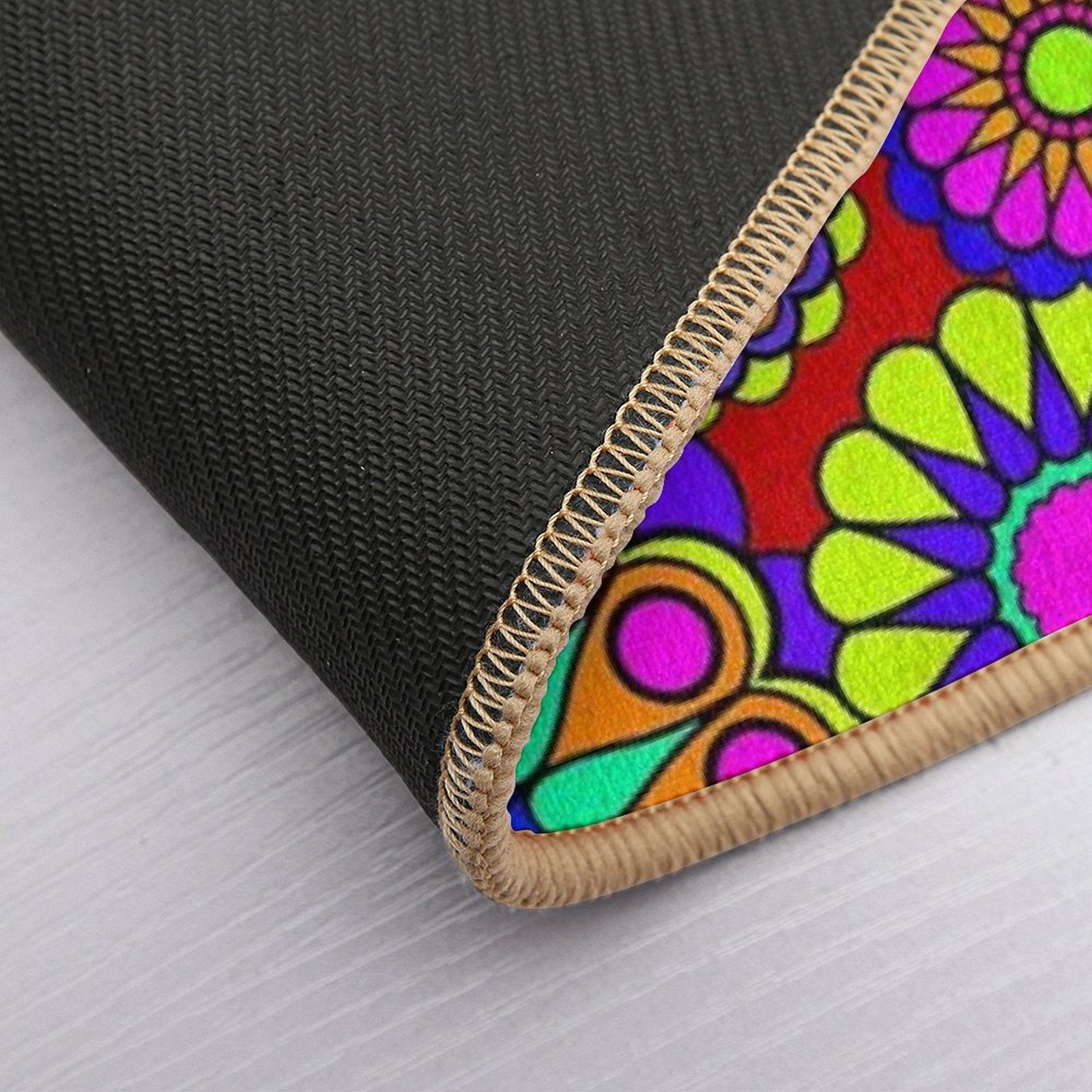 Flower Power Retro Style Hippy Flowers  Repositionable Bath Mat
