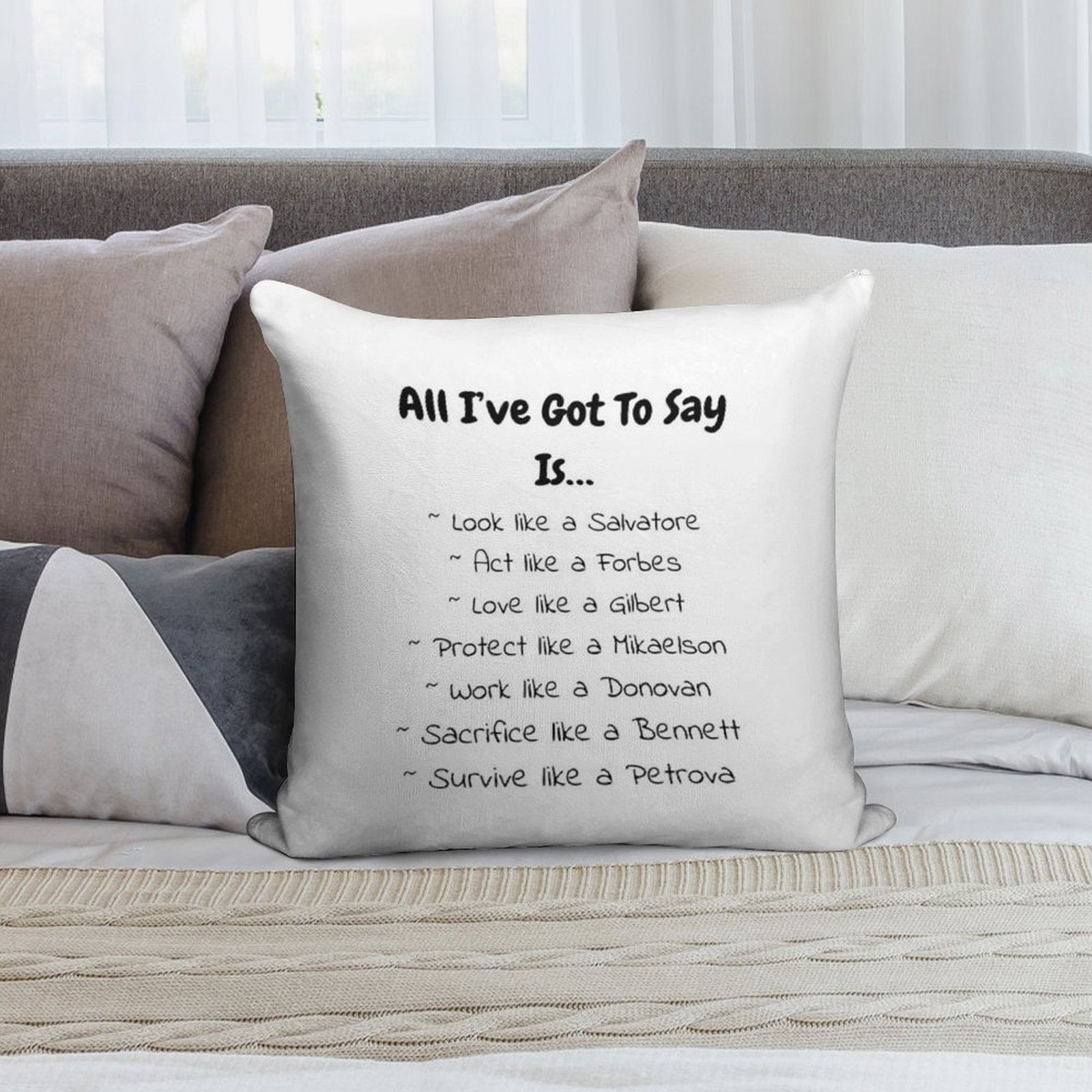 T-shirts, Graphic T-shirts, Phone Cases, Pillows, Notebooks, And Journals Inspired by The Originals And Vampire Diaries Soft Warmth Comfort Throw Pillow