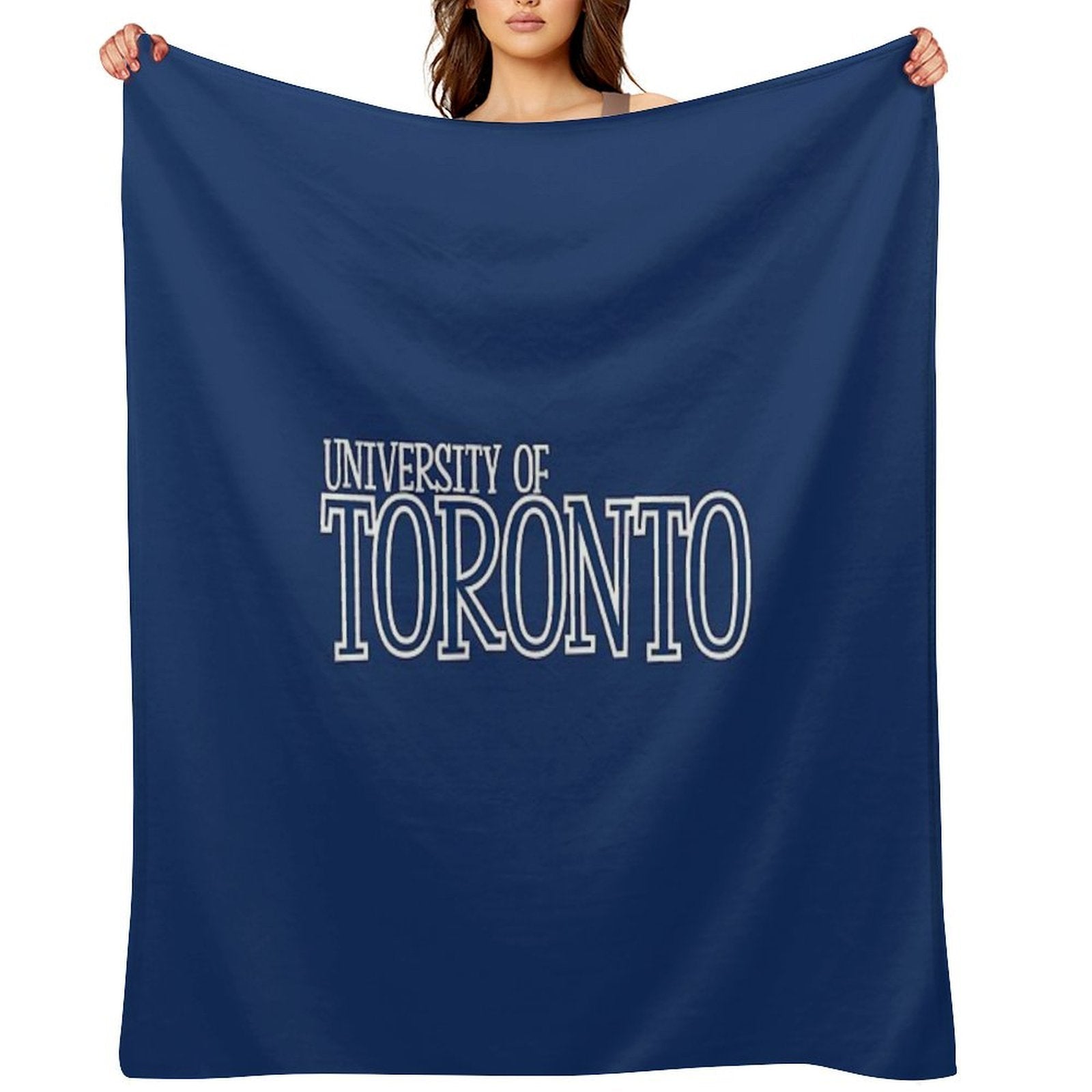 White Retro U of T Outline Eco-conscious Throw Blanket